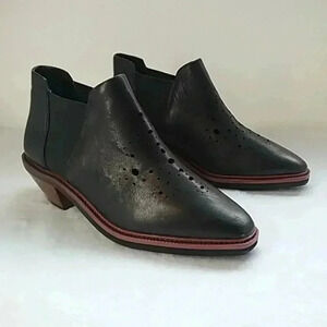 kelsi Dagger perforated black  leather booties